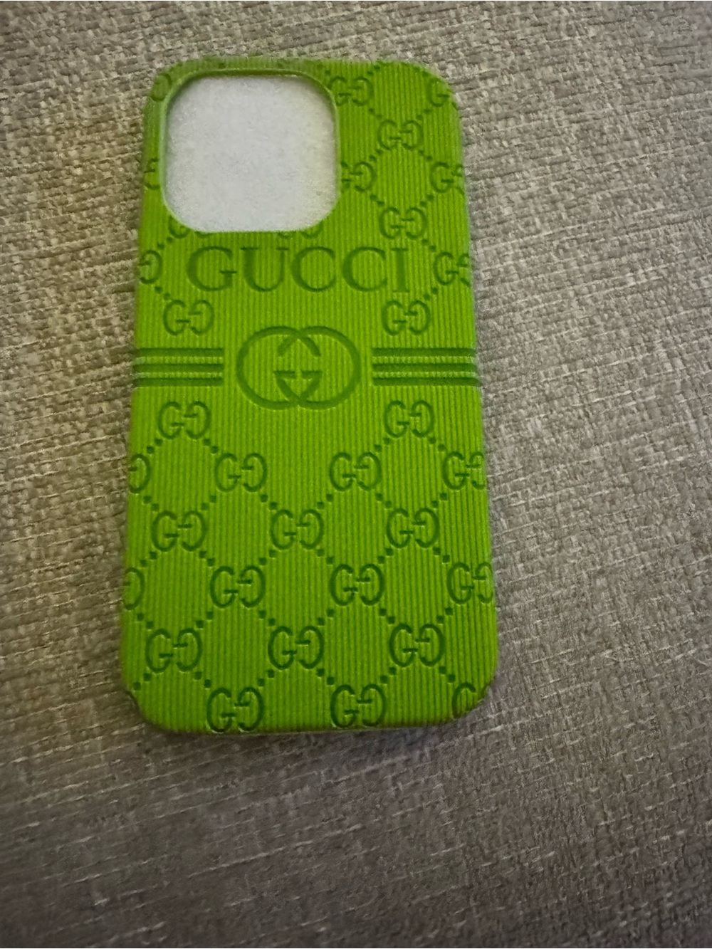 Gucci Bright Green Embossed Logo Phone Case iPhone 15 pro